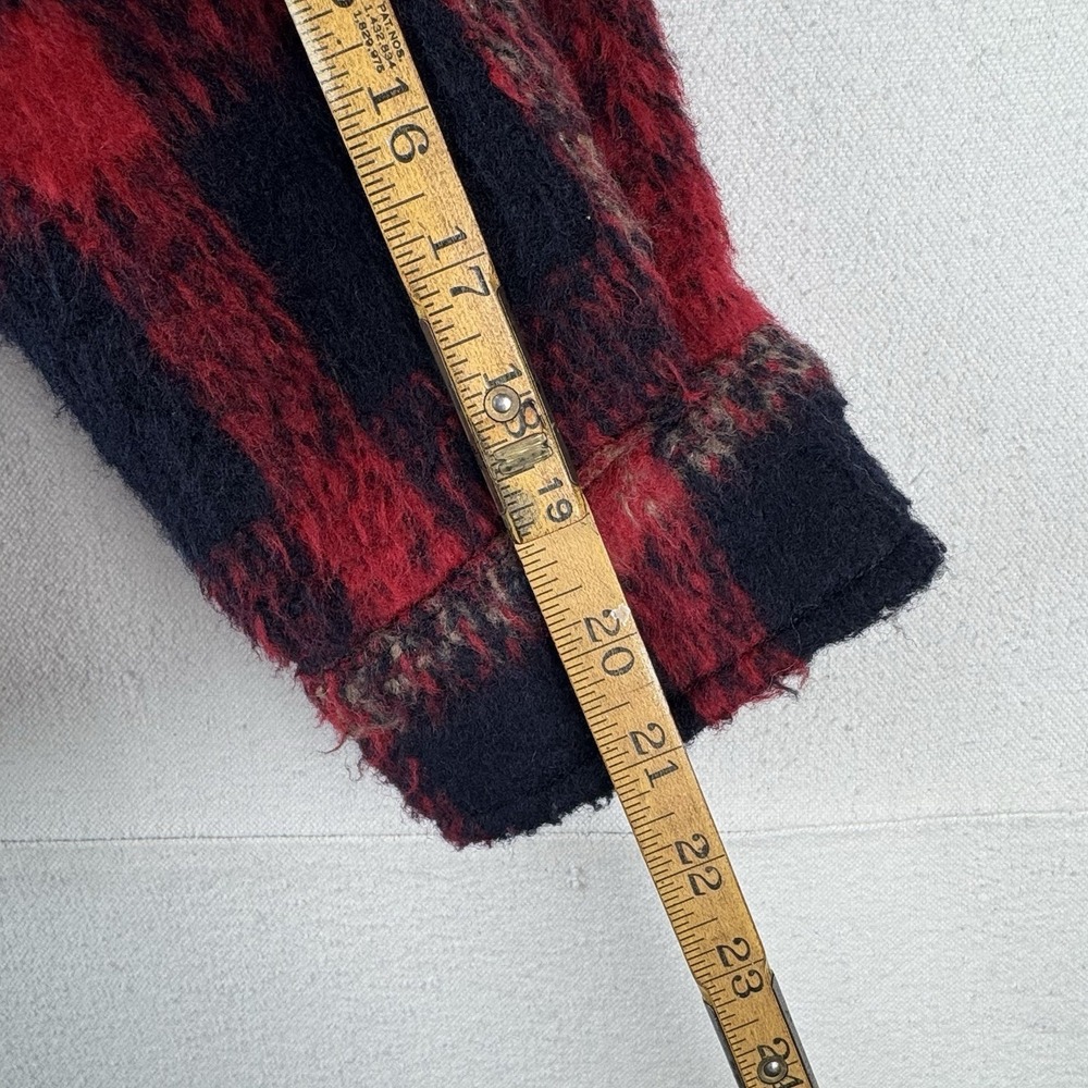 Levi's Trucker Jacket Buffalo Plaid Zipper Button Wool Blend Red Women's XS - Picture 11 of 14